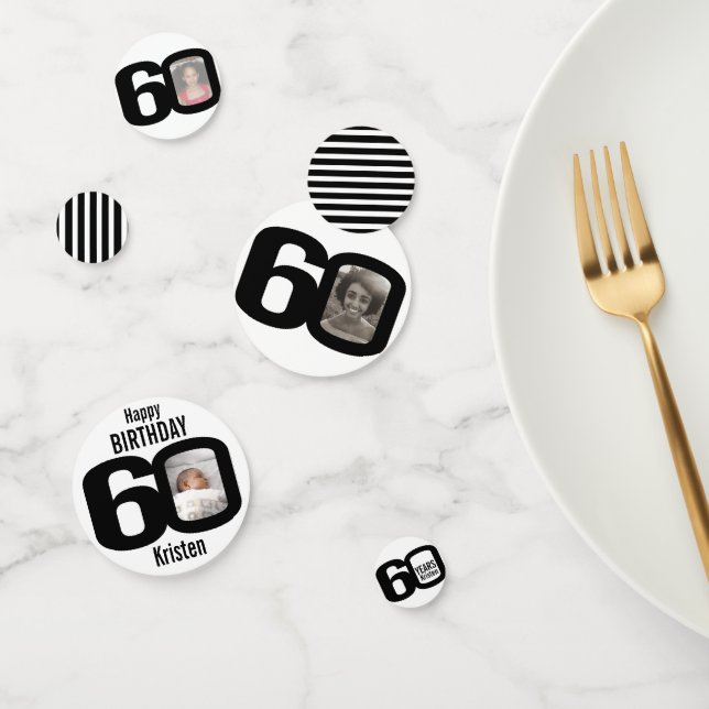 Feliz cumpleaños número 60 y foto papel confetti (Grupo)