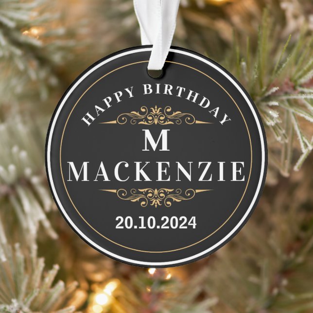 Feliz cumpleaños, ornamento familiar, monograma y  (Árbol)