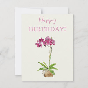 Feliz Cumpleaños Orquídea Polilla Acuarela