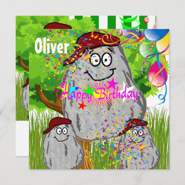 Feliz Cumpleaños Papa Frita Tarjeta de Invitación  (Anverso / Reverso)