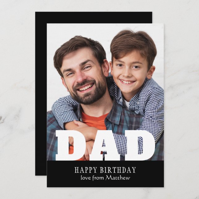 Feliz cumpleaños, papá moderno foto personalizada (Anverso / Reverso)