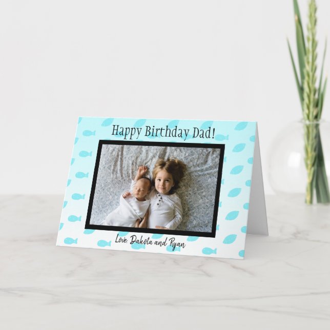 Feliz cumpleaños, papá, tarjeta de fotos de peces  (Anverso)