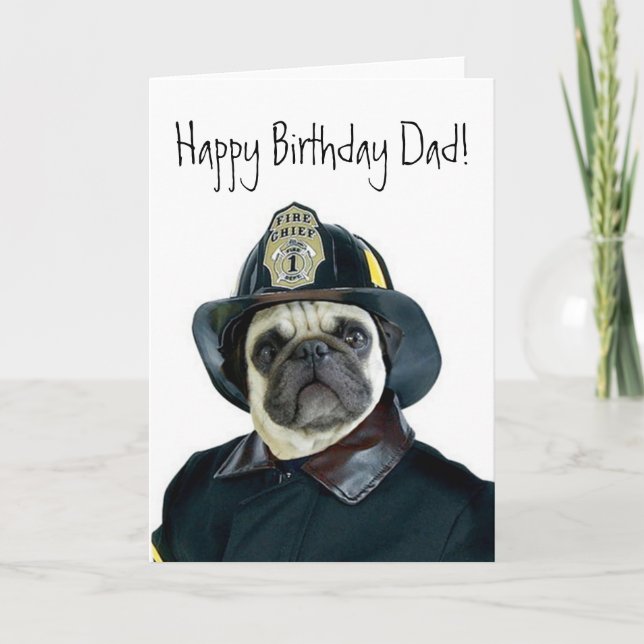 Feliz cumpleaños, papá, tarjeta de saludo de pug d (Anverso)