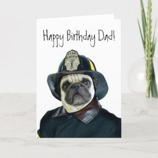 Feliz cumpleaños, papá, tarjeta de saludo de pug d