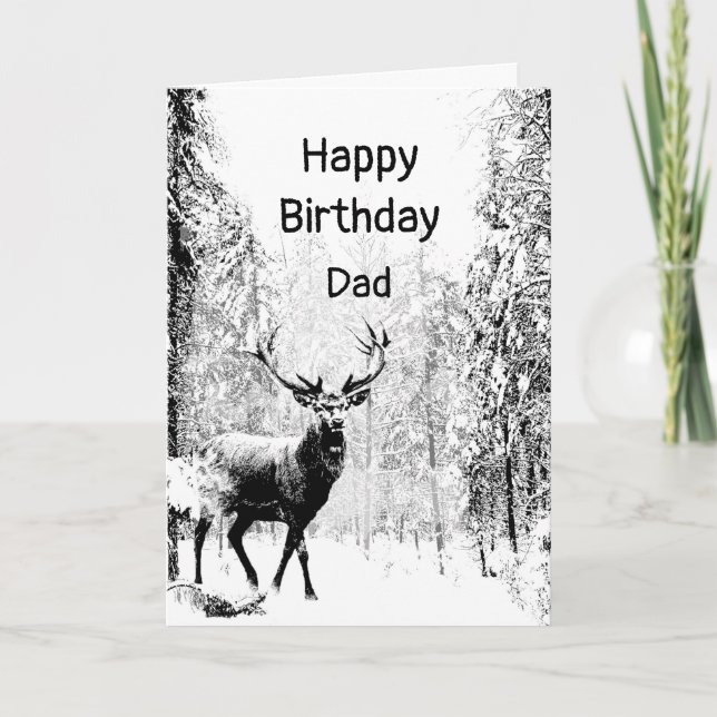 Feliz cumpleaños papá Vintage Stag, tarjeta animal (Anverso)