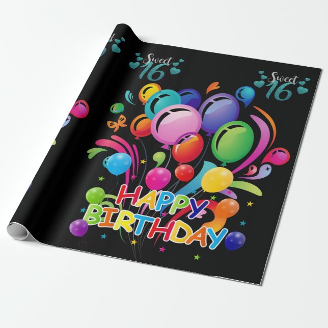 Feliz Cumpleaños Papel de Envoltura Dulce (Desenrollado)