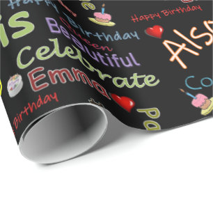 Feliz cumpleaños, papel de envolvimiento Emma