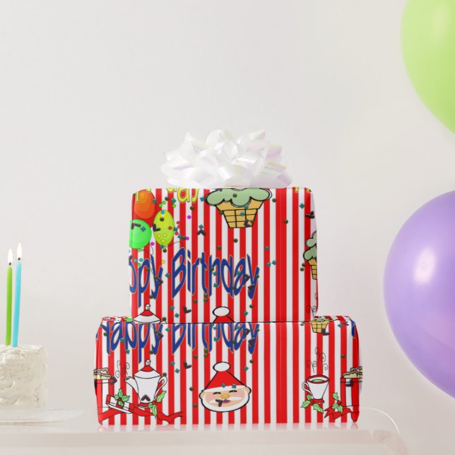 Feliz cumpleaños, Papel de envolvimiento navideño (Regalos de fiesta)
