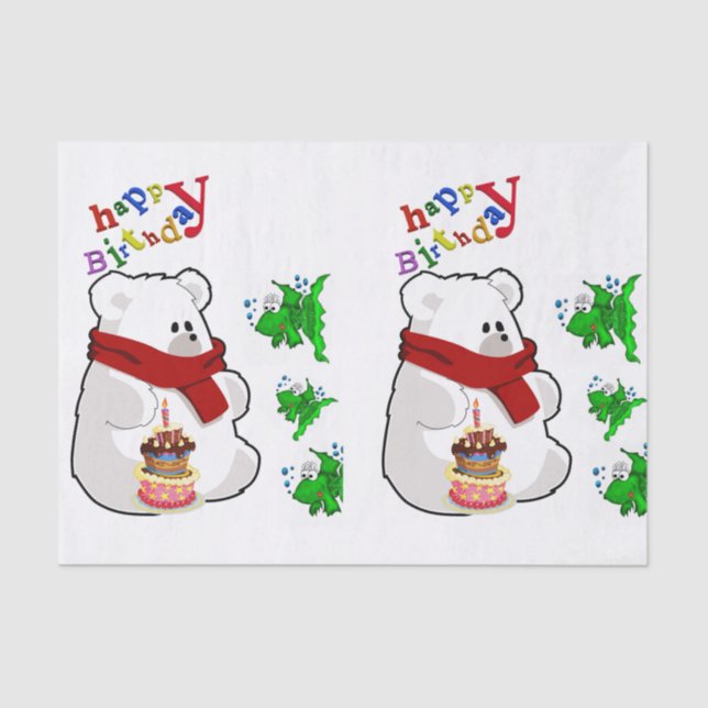 Feliz cumpleaños Papel de té oso polar (Anverso)