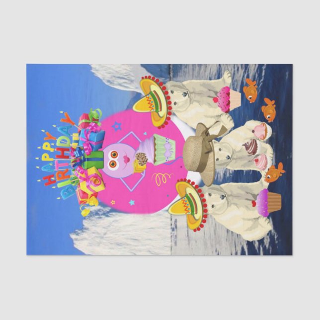 Feliz cumpleaños Papel de té oso polar (Anverso)