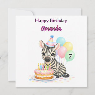 Feliz Cumpleaños para Niñas de 7 Años Tarjeta de C