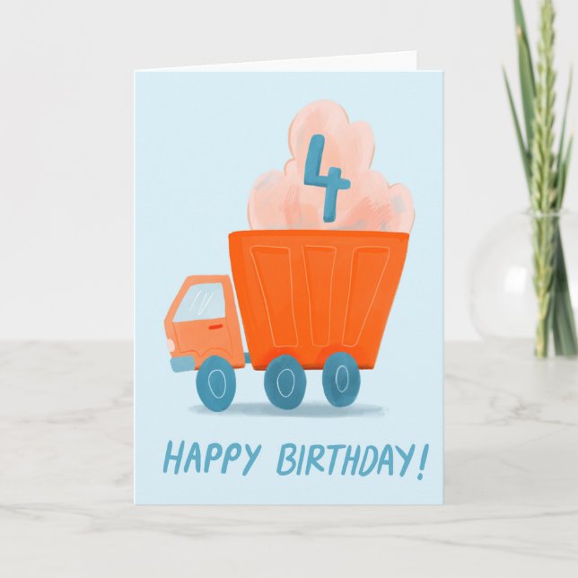 Feliz cumpleaños para tarjeta de camionetas de 4 a (Anverso)
