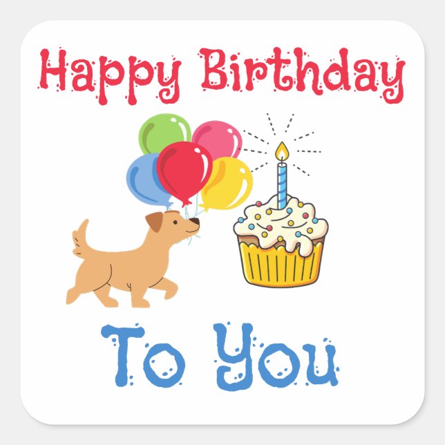FELIZ CUMPLEAÑOS PARA TI PEGATINAS DE PERRO ADORAB (Anverso)