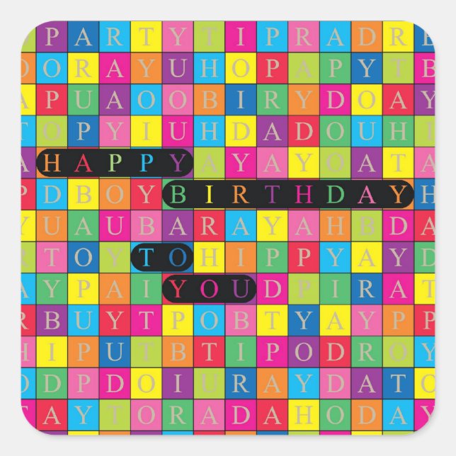 Feliz Cumpleaños Para Ti - Pegatinas De Wordsearch (Anverso)