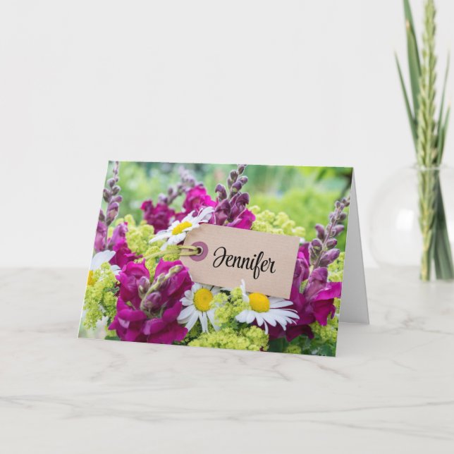 Feliz Cumpleaños Pastel Rosa Personaliza Tarjeta d (Anverso)