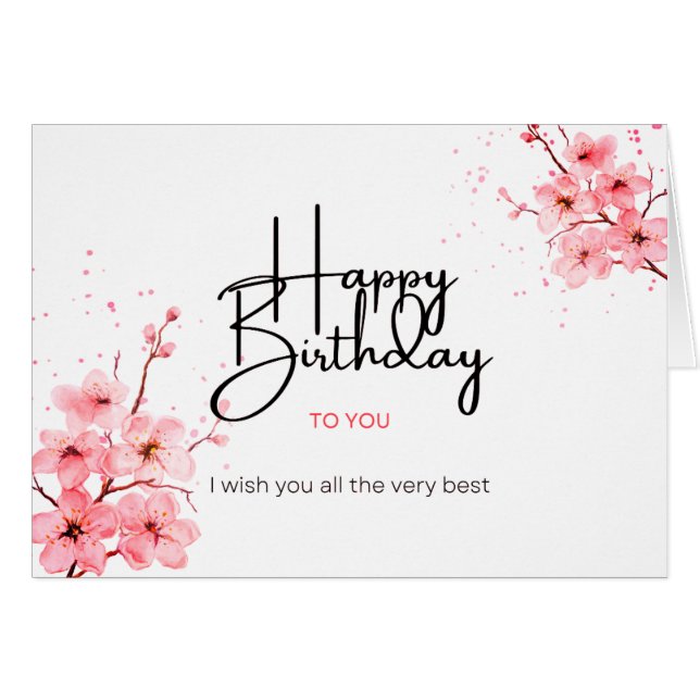 Feliz cumpleaños Peachy Floral Card (Anverso (Horizontal))