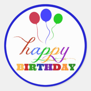 Feliz cumpleaños Pegatina Blue Edge globos colorid