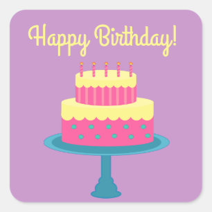 Feliz cumpleaños Pegatina con pastel