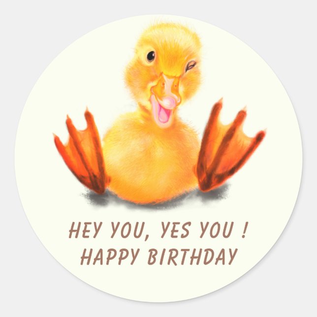 Feliz cumpleaños Pegatina con un pato juguetón - G (Anverso)