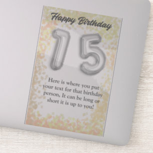 Feliz cumpleaños pegatina de 15 años