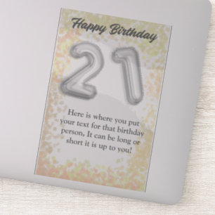 Feliz cumpleaños pegatina de 21 años