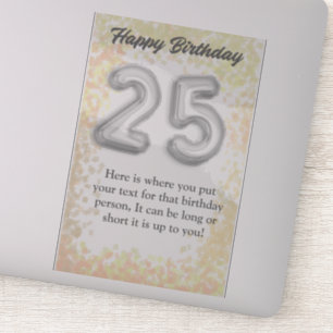 Feliz cumpleaños pegatina de 25 años