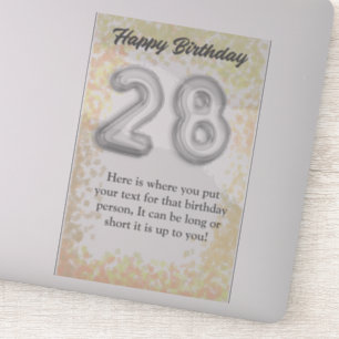 Feliz cumpleaños pegatina de 28 años