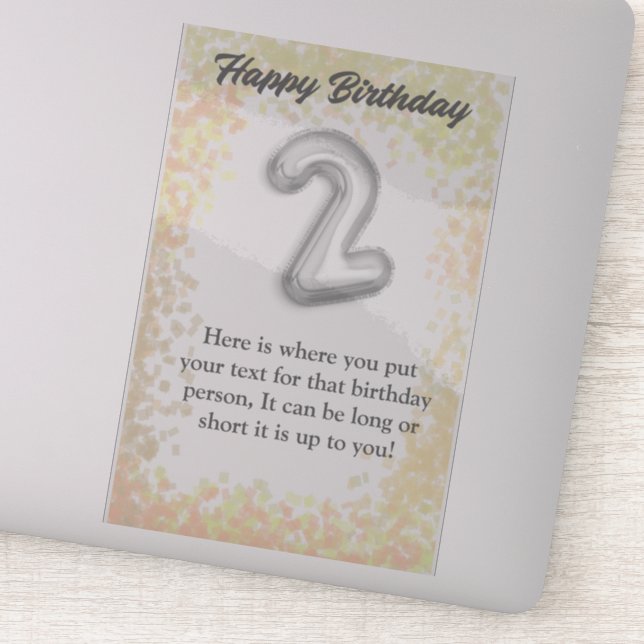 Feliz cumpleaños pegatina de 2 años (Detalle)