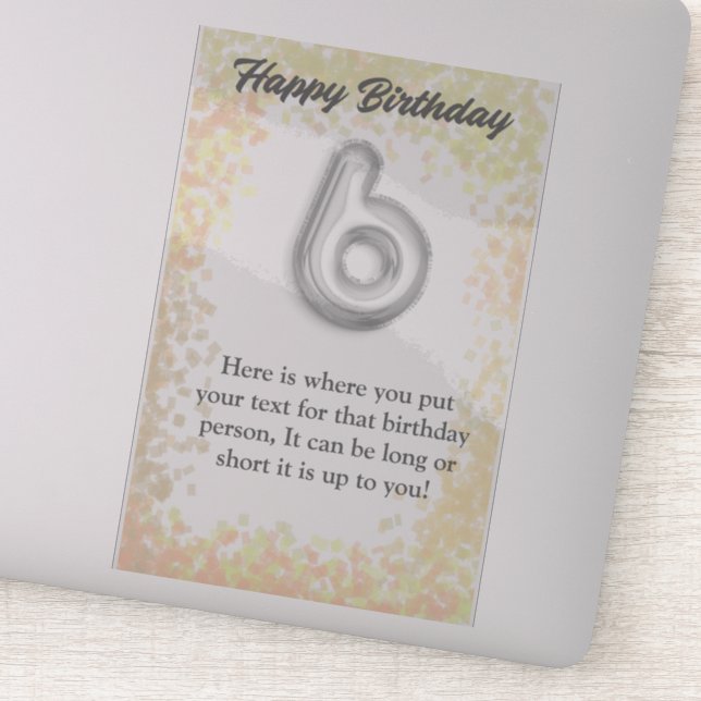 Feliz cumpleaños pegatina de 6 años (Detalle)