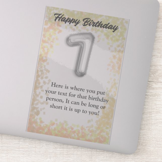 Feliz cumpleaños pegatina de 7 años (Detalle)