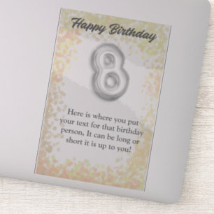 Feliz cumpleaños pegatina de 8 años