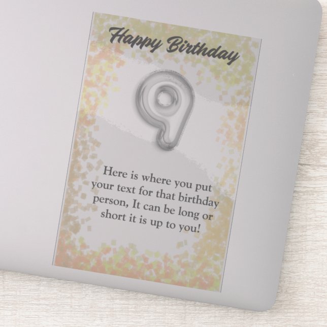 Feliz cumpleaños pegatina de 9 años (Detalle)