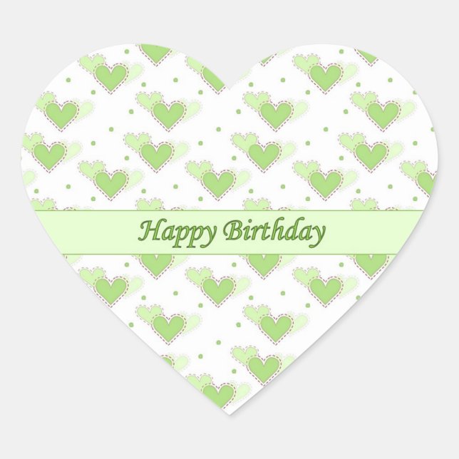 Feliz cumpleaños, Pegatina de Corazones Verdes (Anverso)