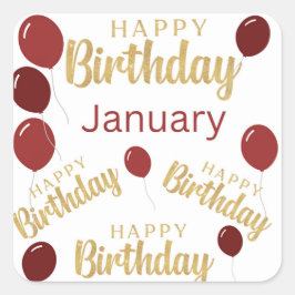 feliz cumpleaños, Pegatina de cumpleaños de enero