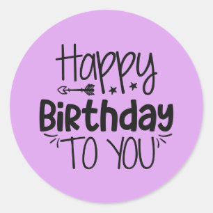 Feliz cumpleaños Pegatina en morado