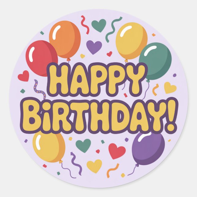 Feliz Cumpleaños Pegatina Redonda Clásica (Anverso)