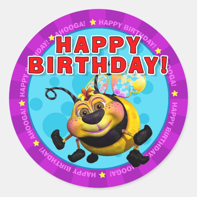 ¡Feliz cumpleaños! Pegatinas con BeeWee (Anverso)