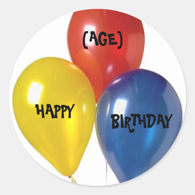 FELIZ, CUMPLEAÑOS, Pegatinas (DE EDAD) (Anverso)