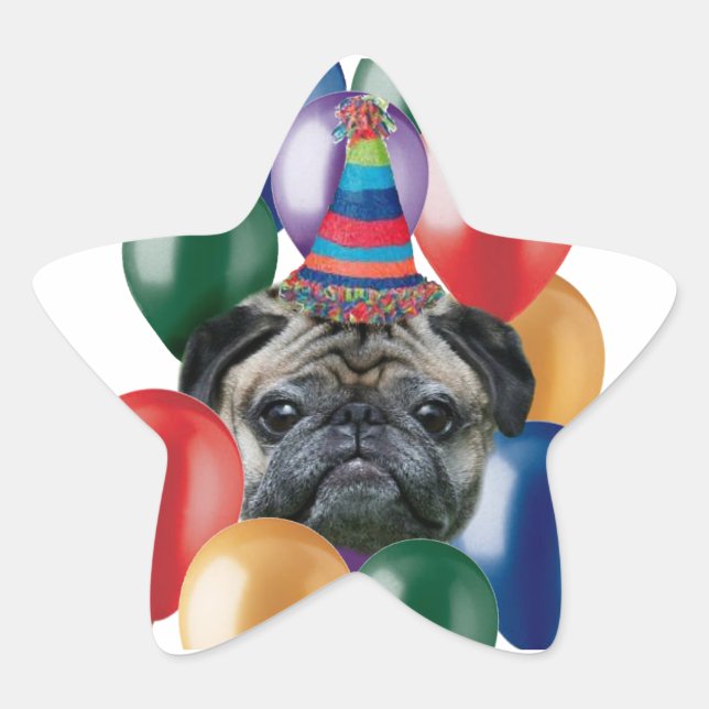 Feliz cumpleaños Pegatinas de perro Pug (Anverso)