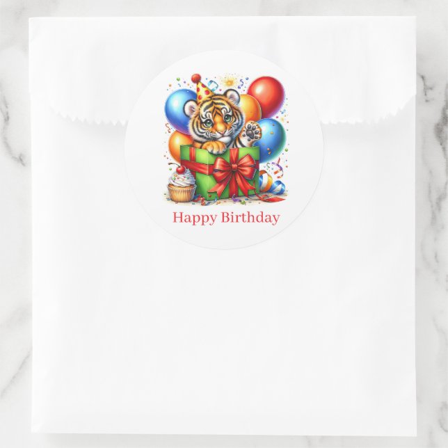 Feliz Cumpleaños Pegatinas de Tigre (Bolso)