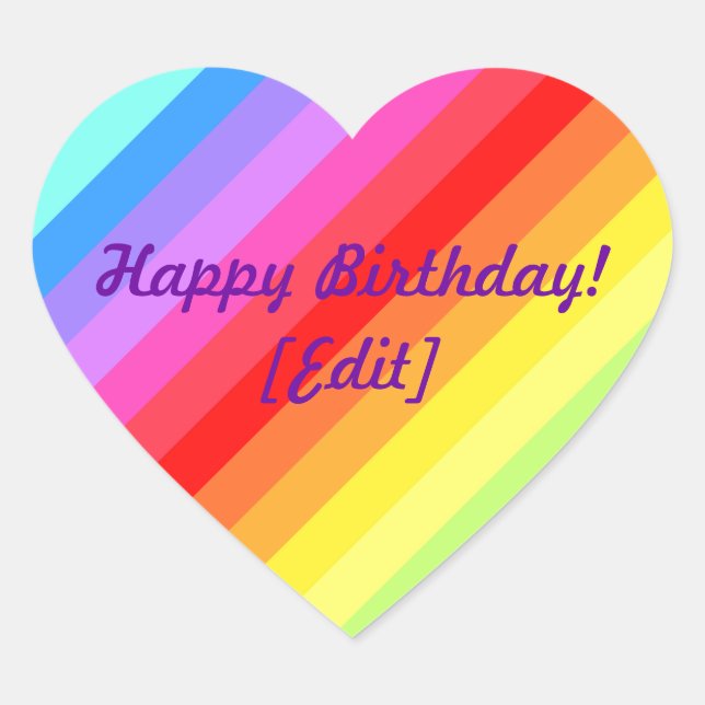 Feliz cumpleaños - Pegatinas del corazón del arcoi (Anverso)