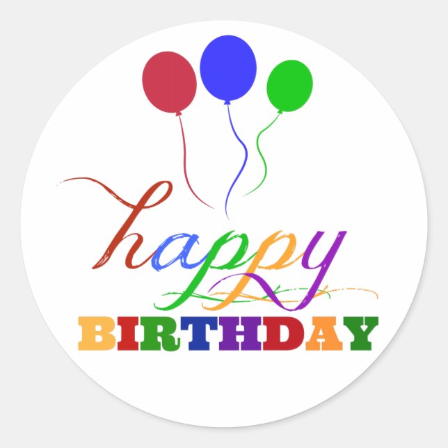 Feliz cumpleaños Pegatinas globos coloridos (Anverso)