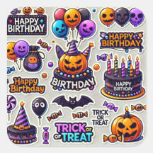 Feliz cumpleaños, pegatinas Halloween