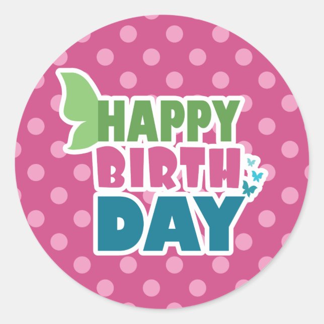 Feliz cumpleaños, pegatinas mariposas de puntos de (Anverso)