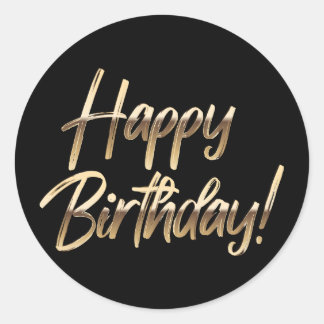 Feliz cumpleaños Pegatinas negros y dorados