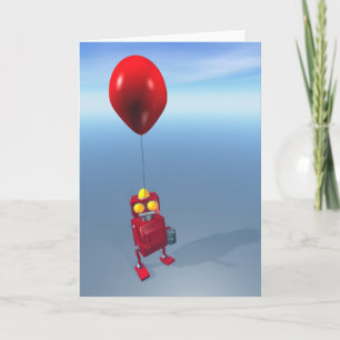 Feliz cumpleaños, pequeña tarjeta roja robótica