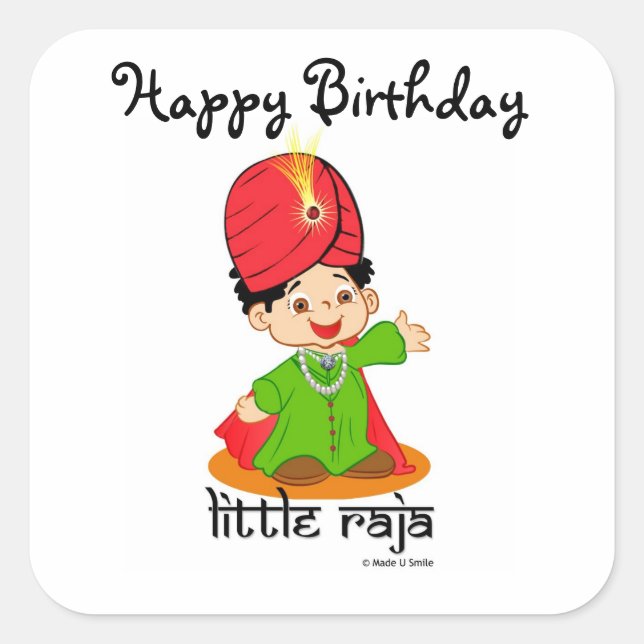 Feliz cumpleaños pequeños Pegatinas Raja (Anverso)