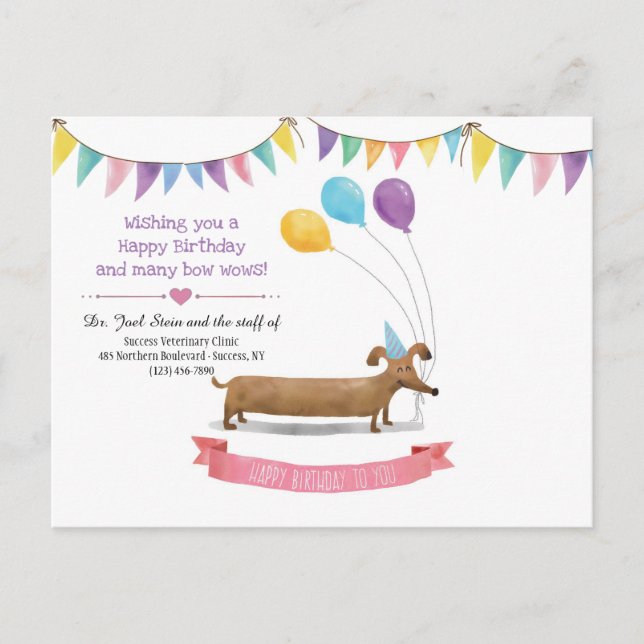 Feliz Cumpleaños Perro Tarjeta Postal (Anverso)