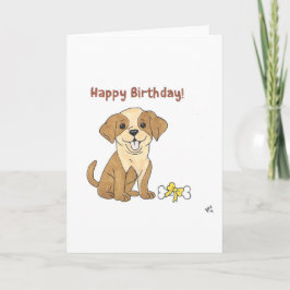Feliz cumpleaños, perro y tarjeta ósea