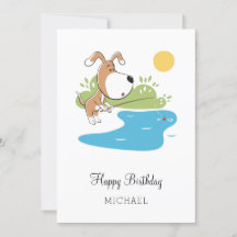Feliz cumpleaños Personalizado Cute Dog Puppy Tarj